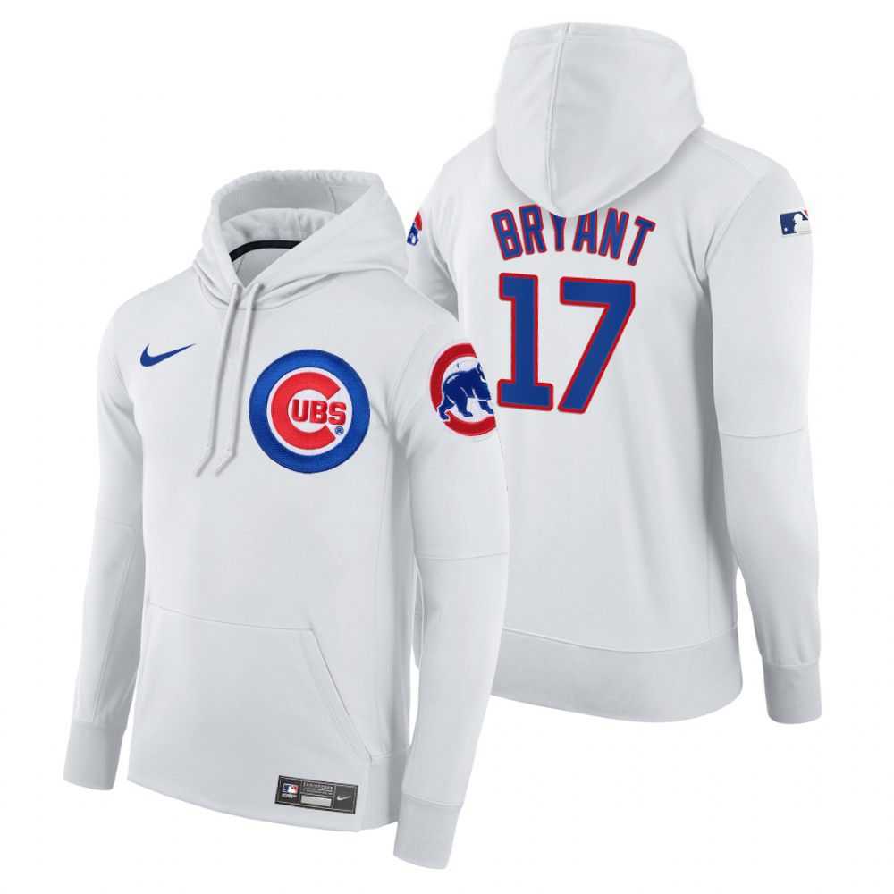 Men Chicago Cubs 17 Bryant white home hoodie 2021 MLB Nike Jerseys